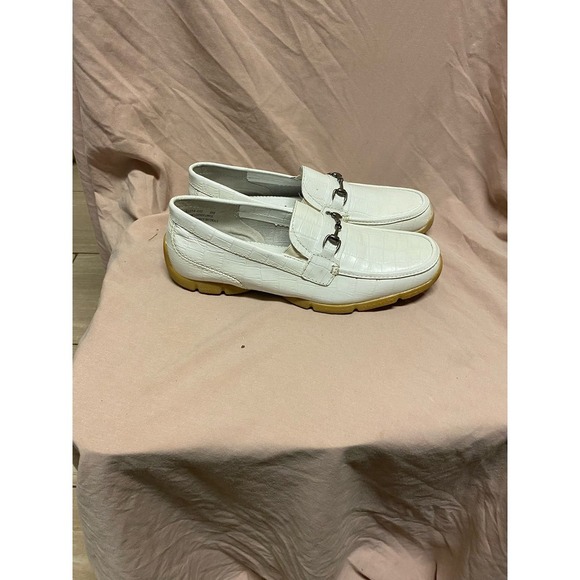 Stacy Adams Horsebit Loafers Dress Shoes Men\'s Size 9 White Cream Snakeskin Look main image 4